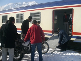 pushing maikes bike in